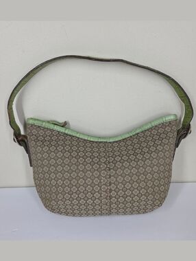 Vtg Y2K Nine West Mini Bag Baguette Purse Green Tan Preppy Coquette Boho Grunge